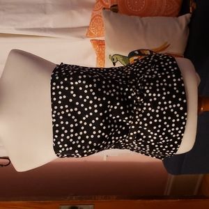 WHBL belted bustier black and white polka dot